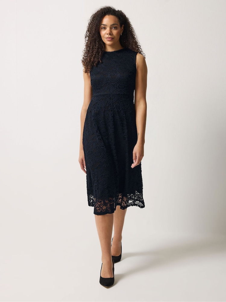 dark blue lace skater dress Buy M&Co Navy Lace Lined Skater Dress from Next USA
