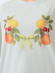 Yours Curve Green Limited Gingham Fruit T-Shirt - Image 4 of 5