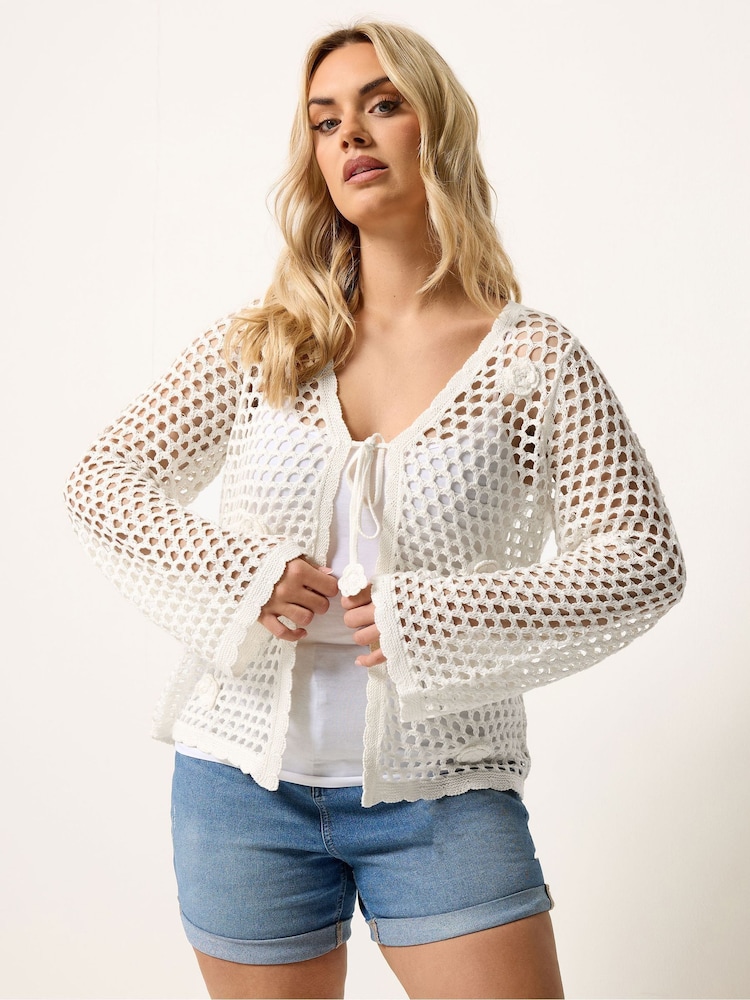 Yours Curve Cream Flower Appliqué Shrug - Image 1 of 5