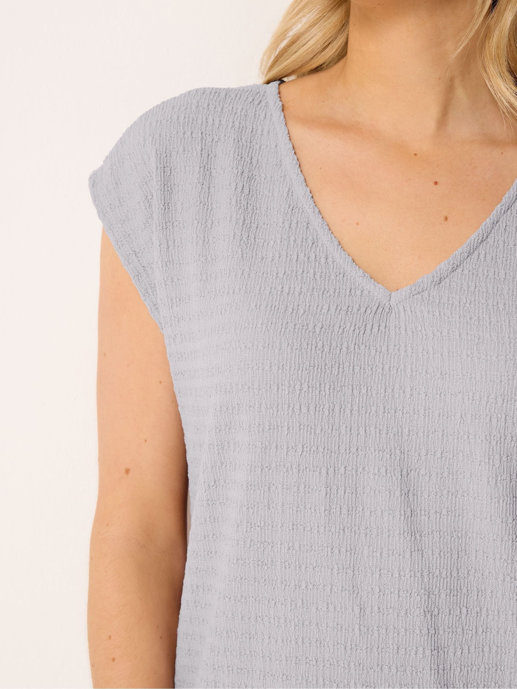 Buy Long Tall Sally Grey V-Neck Bubble Texture Short Sleeve T