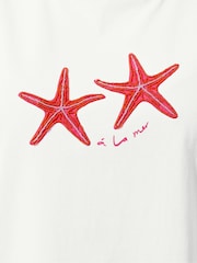 Yours Curve White Limited A La Mer Starfish T-Shirt - Image 4 of 5