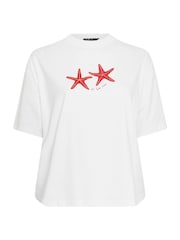 Yours Curve White Limited A La Mer Starfish T-Shirt - Image 5 of 5