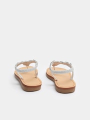 Yours Curve Silver Wide Fit Extra Wide Fit Flower Detail Diamante Sandals - Image 3 of 4