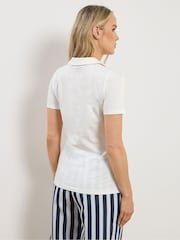 Weiß - Long Tall Sally Lace Up Collared T-Shirt - Bild 2 von 5