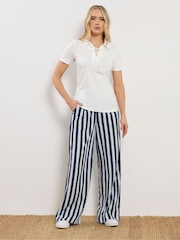 Weiß - Long Tall Sally Lace Up Collared T-Shirt - Bild 3 von 5