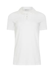 Weiß - Long Tall Sally Lace Up Collared T-Shirt - Bild 5 von 5