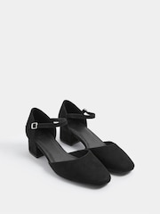 Yours Curve Black Extra Wide Fit Square Toe Block Heels - Image 1 of 4