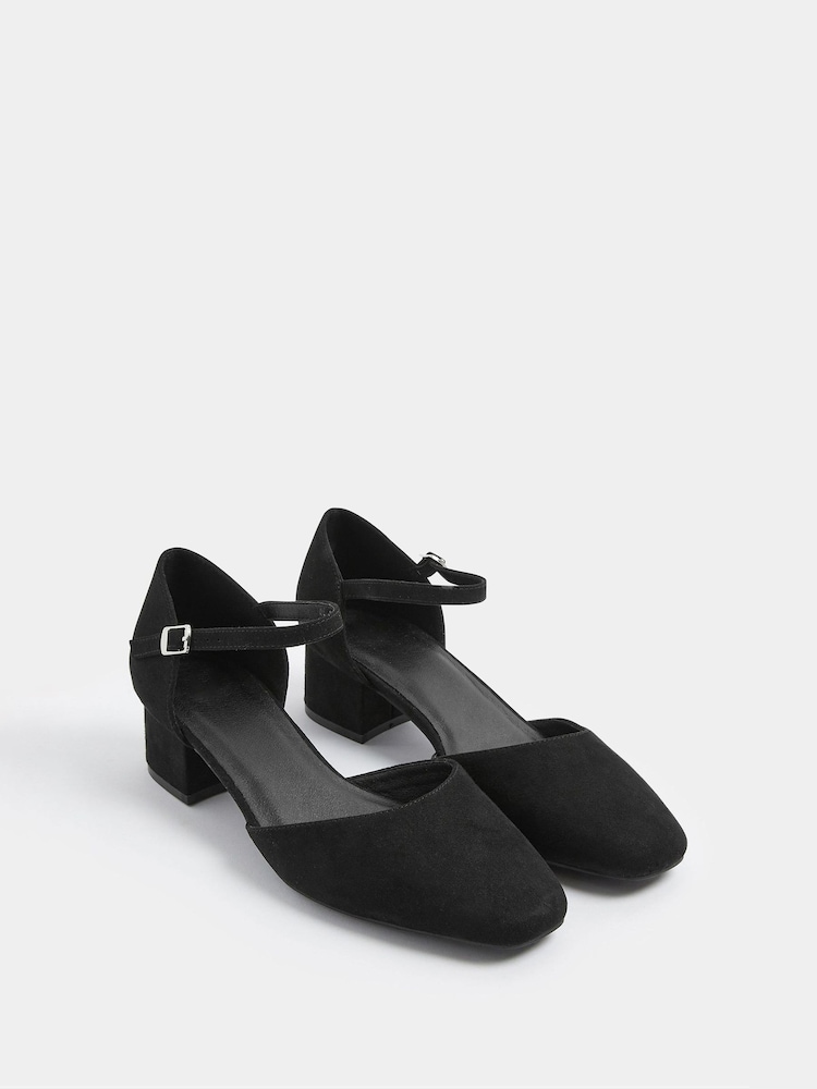 Yours Curve Black Extra Wide Fit Square Toe Block Heels - Image 1 of 4 Yours Curve Black Extra Wide Fit Square Toe Block Heels - Image 1 of 4