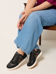 Yours Curve Black E Wide Fit Padded Lace Up Trainers - Image 1 of 4
