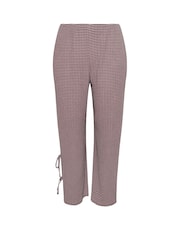 Yours Curve Brown Limited Gingham Tie Hem Trousers - Image 5 of 5