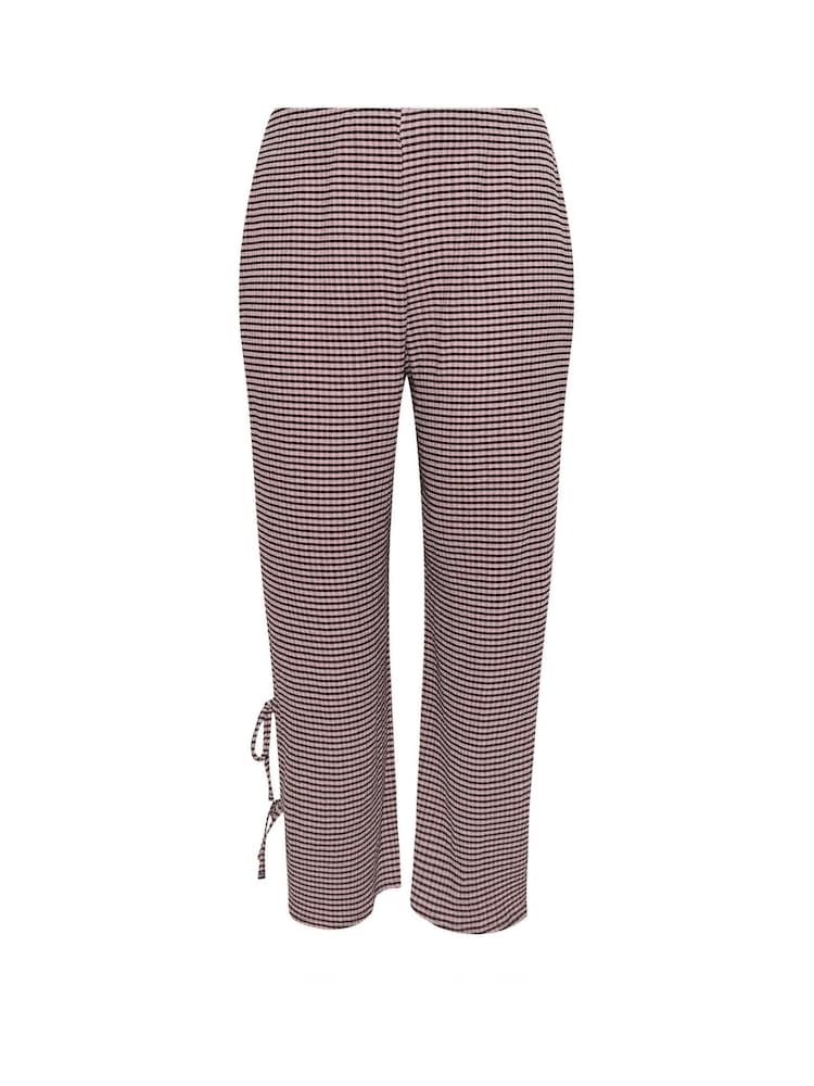 Yours Curve Brown Limited Gingham Tie Hem Trousers - Image 5 of 5 Yours Curve Brown Limited Gingham Tie Hem Trousers - Image 5 of 5