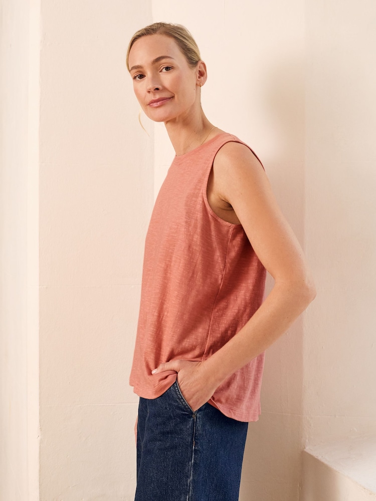 Celtic & Co. Red Slub Jersey Pleat Back Tank - Image 2 of 7