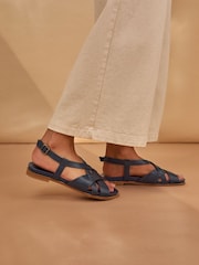 Celtic & Co. Blue Leather Woven Detail Sandals - Image 2 of 4