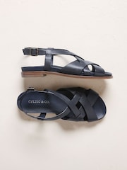 Celtic & Co. Blue Leather Woven Detail Sandals - Image 4 of 4