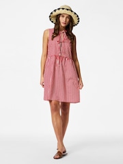 PIECES Red Sleeveless Tie Short Dress - Image 1 of 3