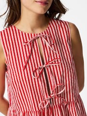 PIECES Red Sleeveless Tie Short Dress - Image 3 of 3