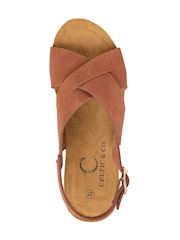 Celtic & Co. Brown Leather Crossover Wedge Sandals - Image 6 of 7