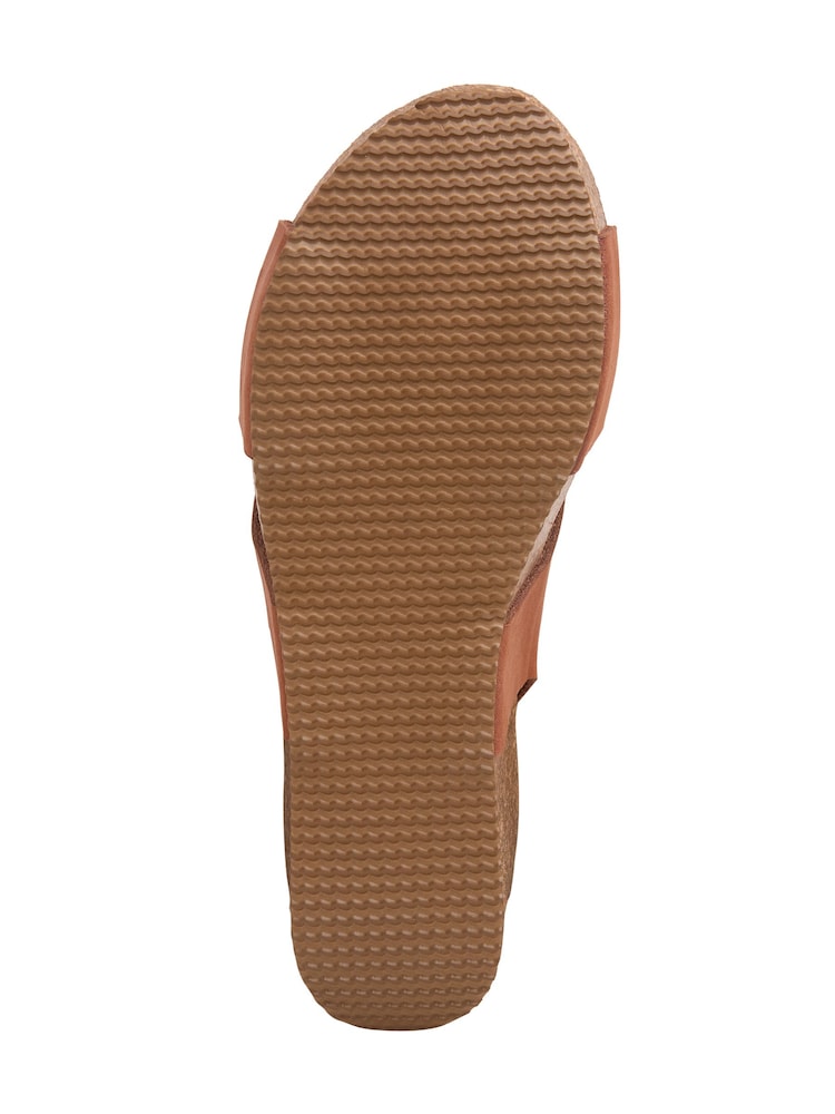 Celtic & Co. Brown Leather Crossover Wedge Sandals - Image 7 of 7
