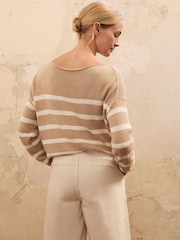 Celtic & Co. Natural Cotton Blend Gauzy Boat Neck Jumper - Image 4 of 6