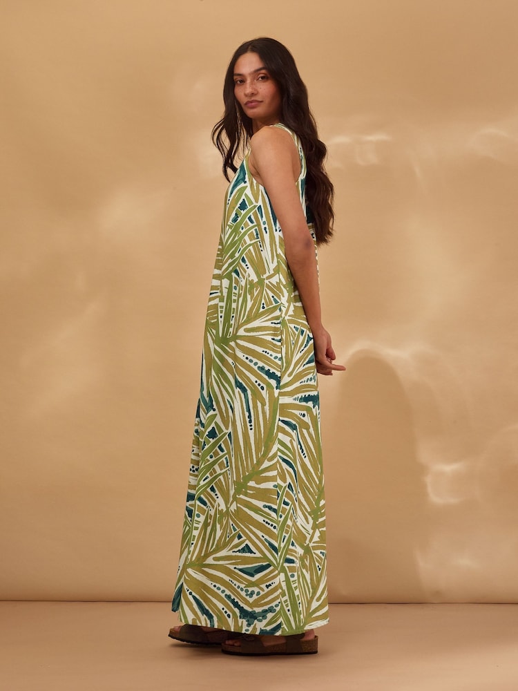 Swingové maxi šaty Celtic & Co. z lněné směsi bez rukávů a s výstřihm do V - Obrázek 2 z 9