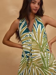 Swingové maxi šaty Celtic & Co. z lněné směsi bez rukávů a s výstřihm do V - Obrázek 3 z 9