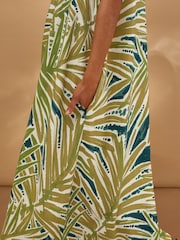 Swingové maxi šaty Celtic & Co. z lněné směsi bez rukávů a s výstřihm do V - Obrázek 4 z 9