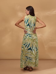 Swingové maxi šaty Celtic & Co. z lněné směsi bez rukávů a s výstřihm do V - Obrázek 5 z 9