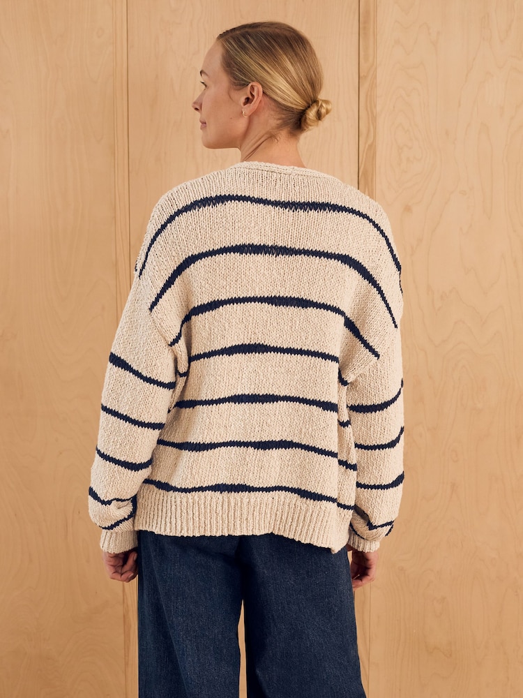 Celtic & Co. Blue Linen Blend Drop Stitch Cardigan - Image 2 of 5