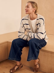 Celtic & Co. Blue Linen Blend Drop Stitch Cardigan - Image 3 of 5