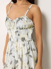 PixieGirl Petite Grey Abstract Floral Strap Midi Dress - Image 4 of 4