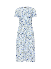PixieGirl Petite Blue Floral Empire Midi Dress - Image 5 of 5