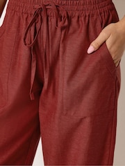PixieGirl Petite Red Barrel Leg Trousers - Image 4 of 5