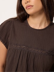 PixieGirl Brown Crinkle Crochet Top - Image 4 of 5