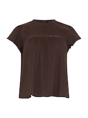 PixieGirl Brown Crinkle Crochet Top - Image 5 of 5