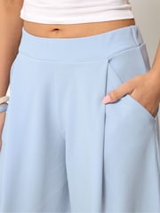 PixieGirl Petite Blue Crinkle Barrel Leg Trousers - Image 4 of 5