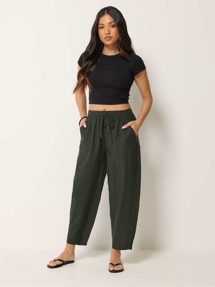 PixieGirl Petite Green Barrel Leg Trousers - Image 1 of 5
