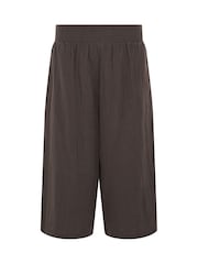 PixieGirl Brown Cheesecloth Wide Leg Cropped Culottes - Image 5 of 5