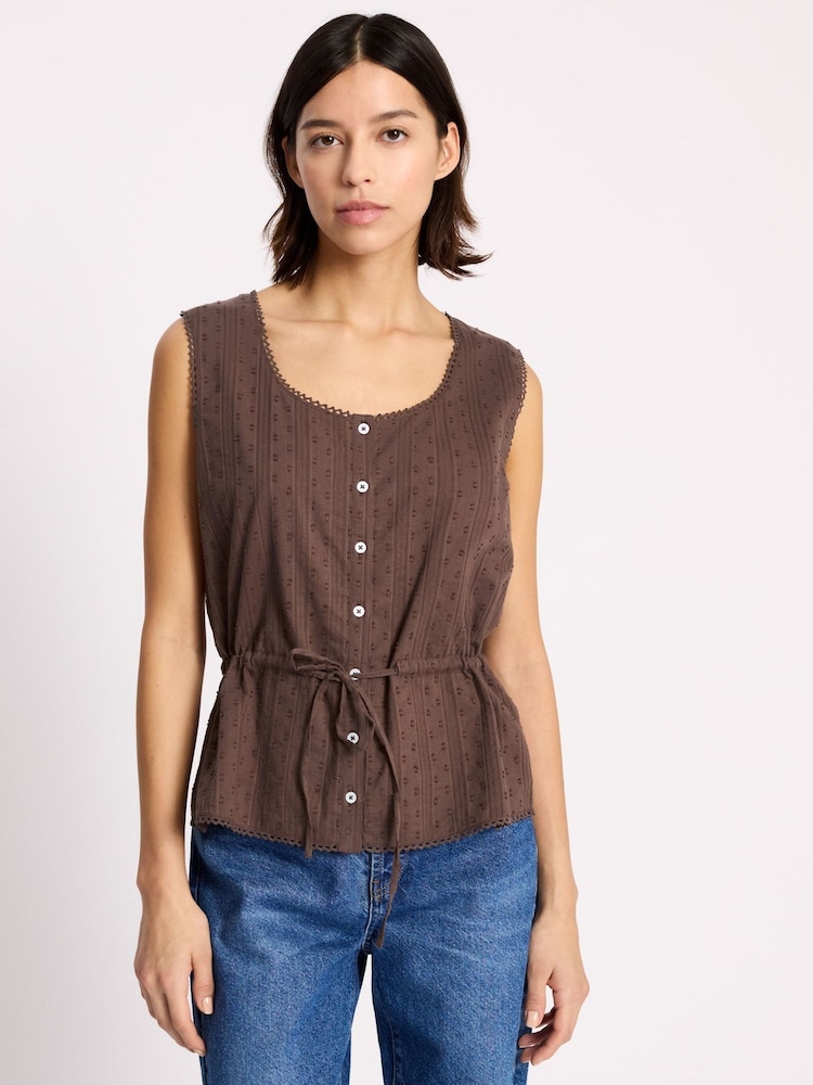 Albaray Top mit Kordelzug in der Taille und Knopfleiste - Bild 1 von 4