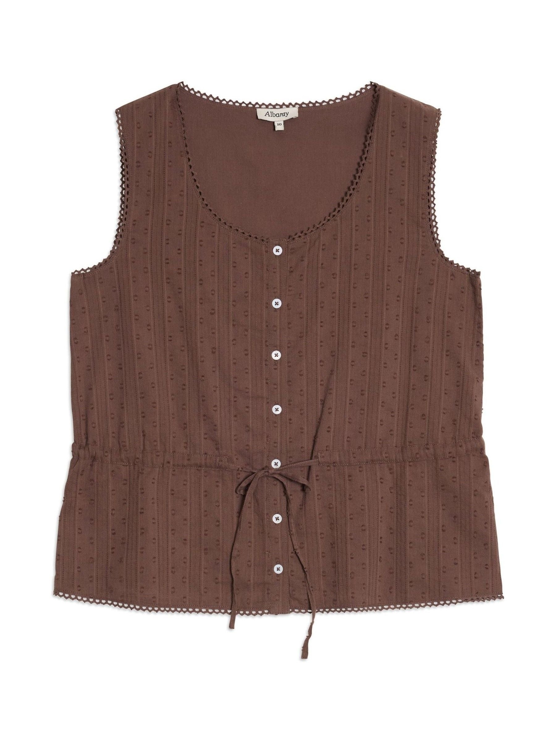 Buy Albaray Brown Drawstring Waist Button Through Top from Next USA