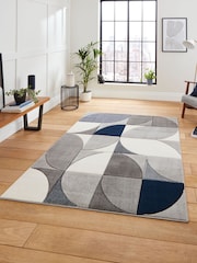 Think Rugs Navy Matrix MT63 Modern Geometric Rug - Image 1 of 6