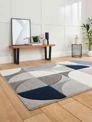 Think Rugs Navy Matrix MT63 Modern Geometric Rug - Image 2 of 6