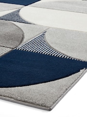 Think Rugs Navy Matrix MT63 Modern Geometric Rug - Image 4 of 6