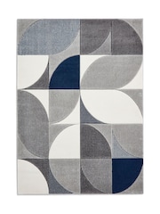 Think Rugs Navy Matrix MT63 Modern Geometric Rug - Image 5 of 6