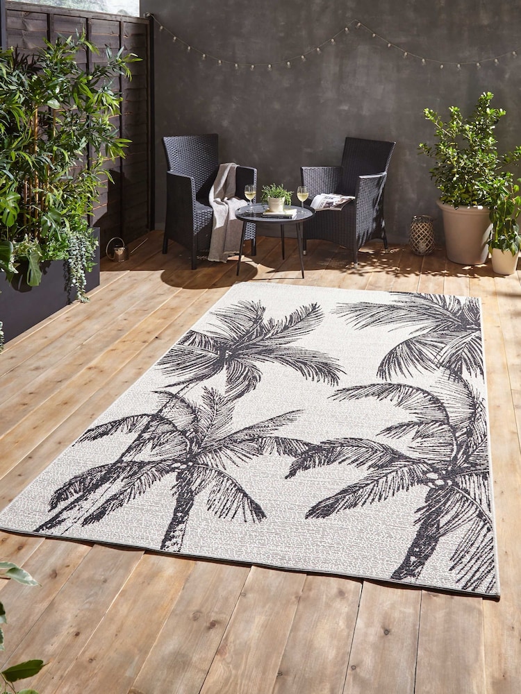Think Rugs Beige Miami A444 Botanical Outdoor Rug - Image 1 of 6 Think Rugs Beige Miami A444 Botanical Outdoor Rug - Image 1 of 6