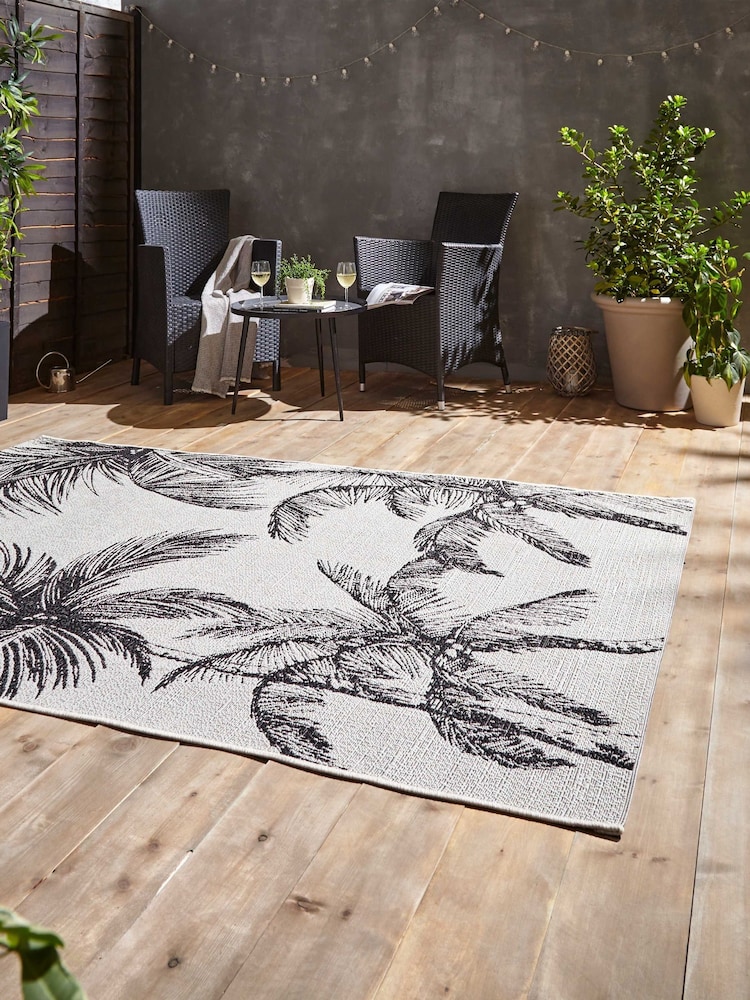Think Rugs Beige Miami A444 Botanical Outdoor Rug - Image 2 of 6 Think Rugs Beige Miami A444 Botanical Outdoor Rug - Image 2 of 6