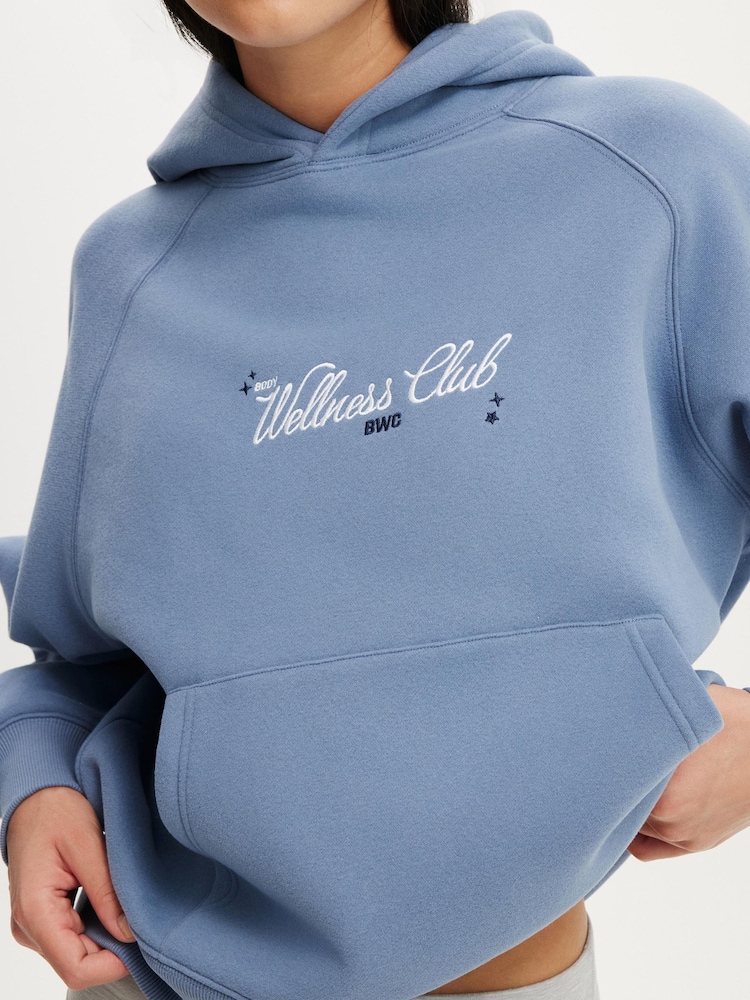 Cotton On Blue Plush Premium Graphic Raglan Hoodie - Image 5 of 5
