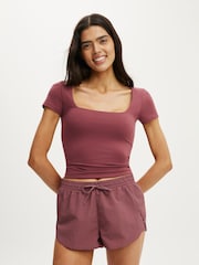 Cotton On Cherry Ultra Soft Square Neck Fitted T-Shirt - Image 1 of 4