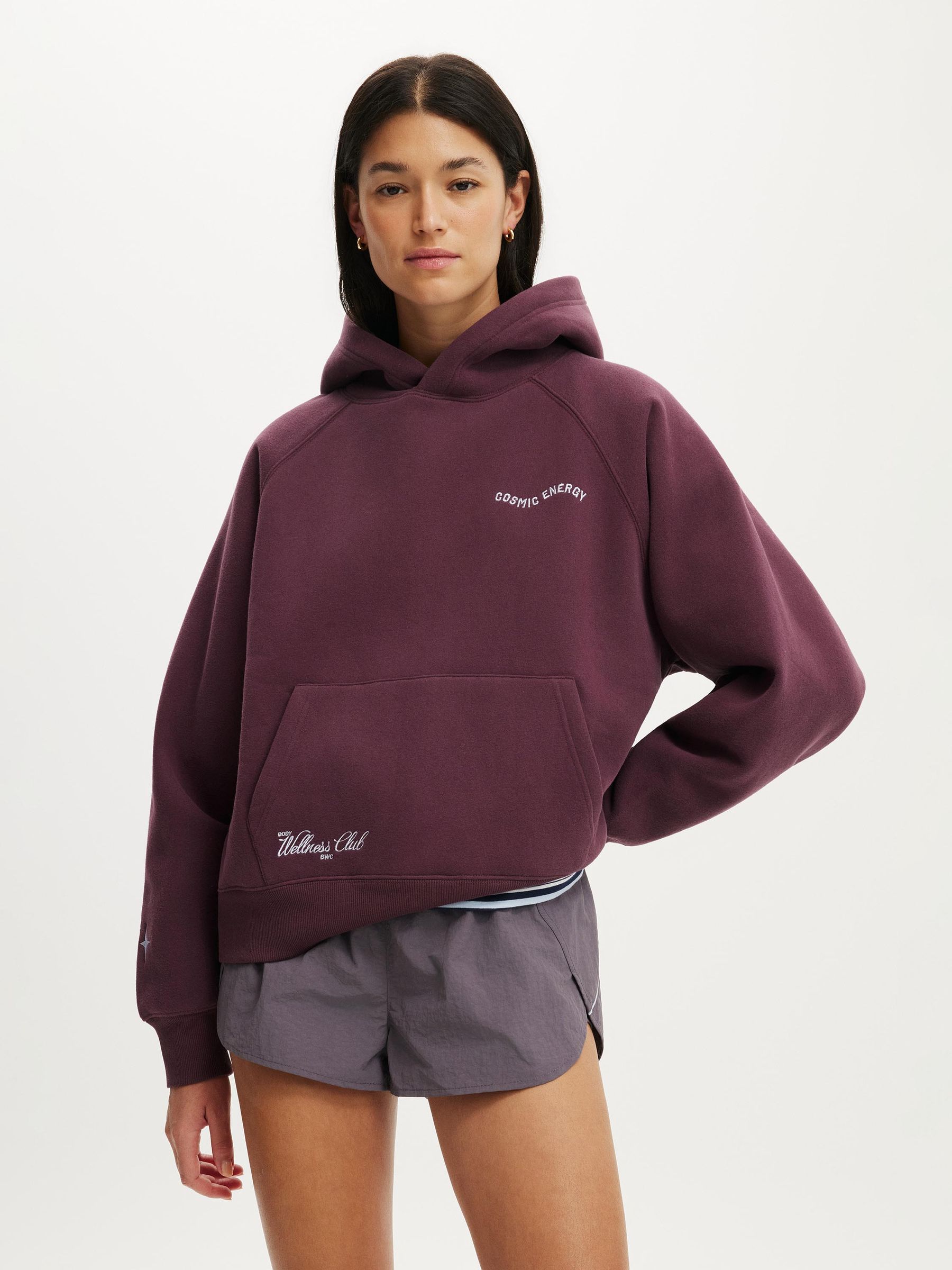 トップス OVER SIZED RAGLAN SLEEVE PULLOVER 2 Buy Фіолетовий - Cotton On Plush Premium Graphic Raglan Hoodie з