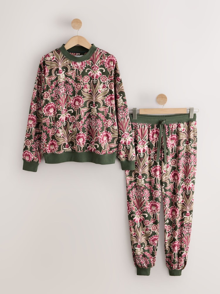 Dark Floral Cosy Long Sleeve Pyjamas - Image 1 of 3 Dark Floral Cosy Long Sleeve Pyjamas - Image 1 of 3