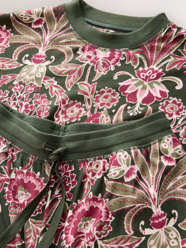 Dark Floral Cosy Long Sleeve Pyjamas - Image 2 of 3 Dark Floral Cosy Long Sleeve Pyjamas - Image 2 of 3
